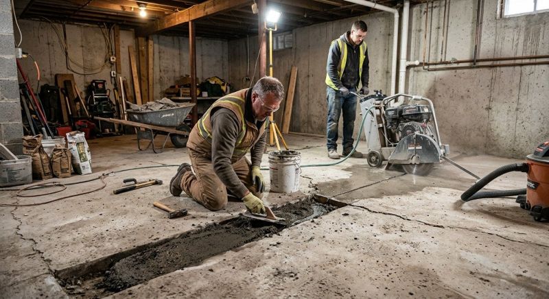 Cracked Basement Floor Repair in Oak Harbor, WA